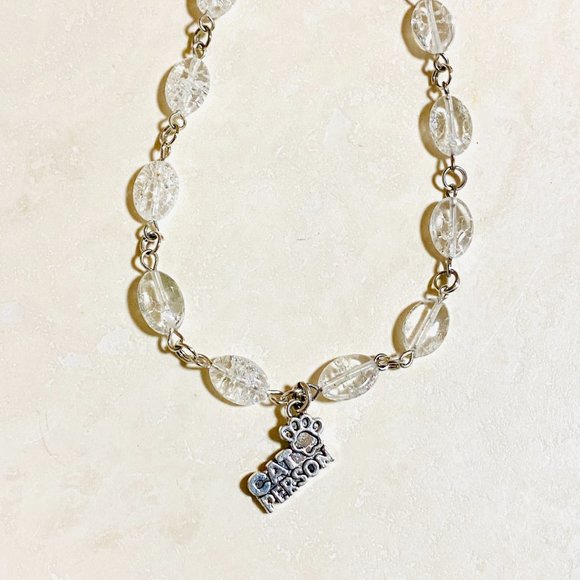 Clear Crackle Quartz Necklace, Cat Person Pendant + Genuine Gemstone - Picture 5 of 9